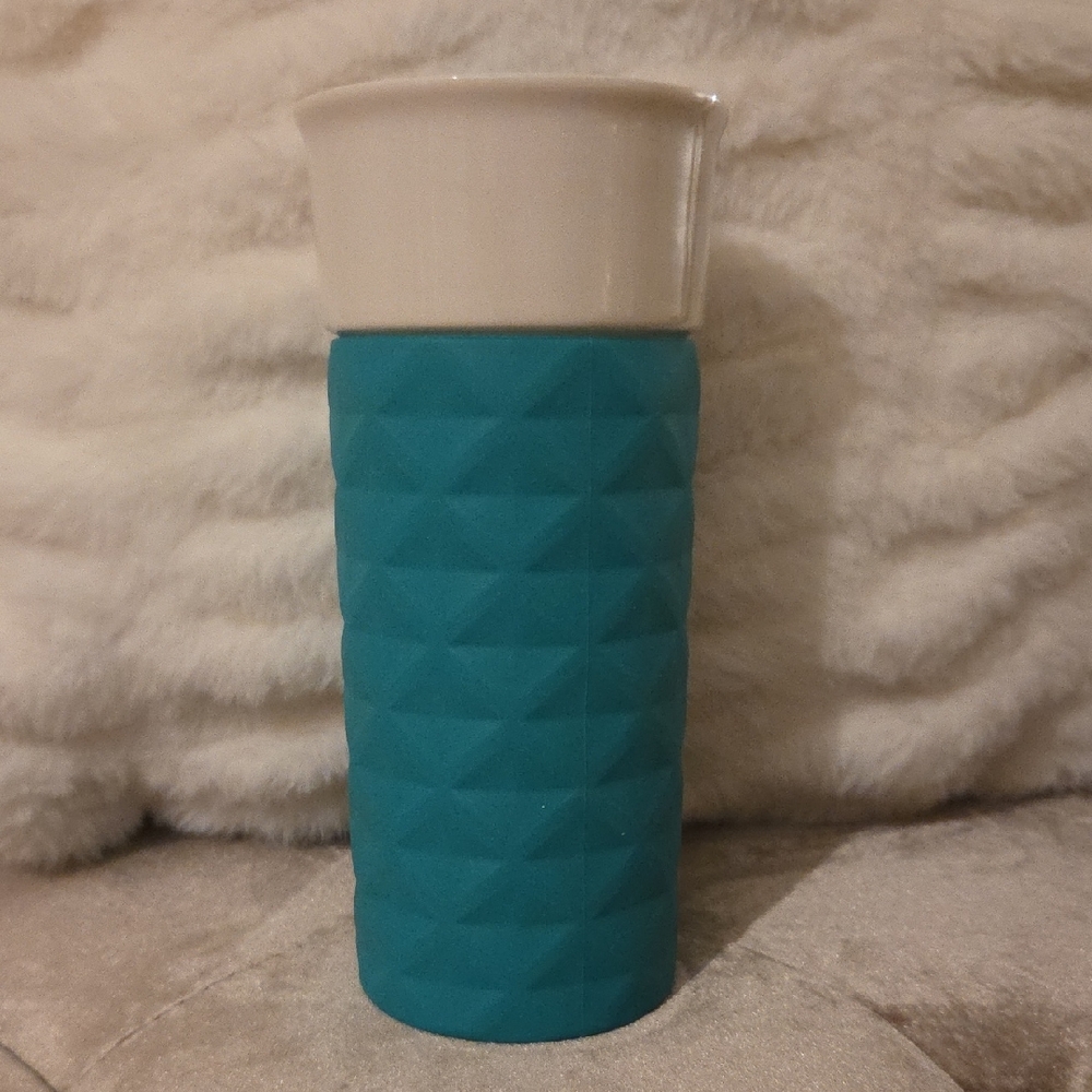 Ello Teal/Green and White Geometric Thermos